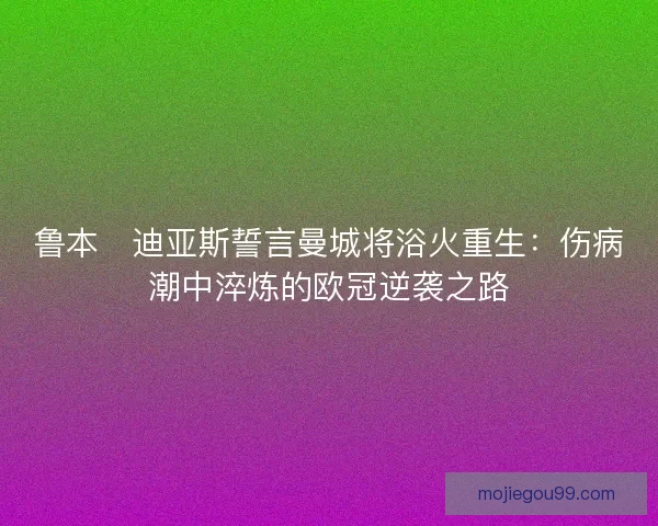鲁本・迪亚斯誓言曼城将浴火重生：伤病潮中淬炼的欧冠逆袭之路