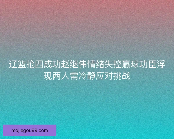 辽篮抢四成功赵继伟情绪失控赢球功臣浮现两人需冷静应对挑战