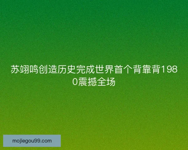 苏翊鸣创造历史完成世界首个背靠背1980震撼全场